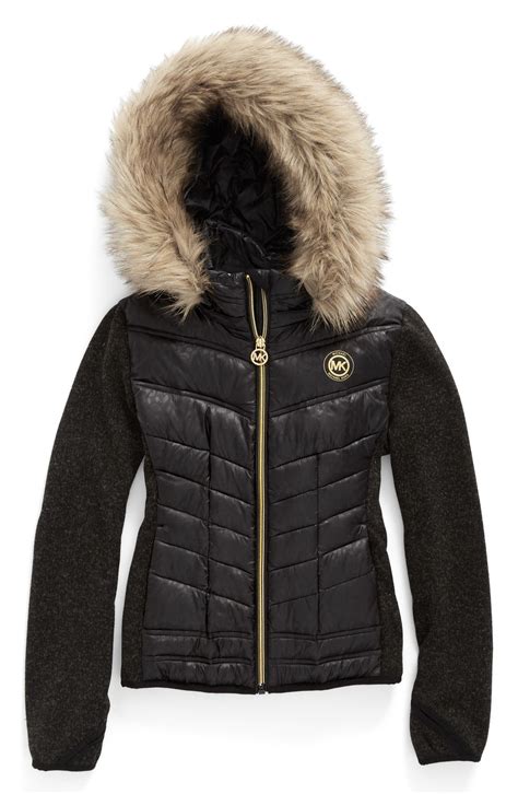 Michael Kors Benson Faux Fur Trimmed Hooded Jacket